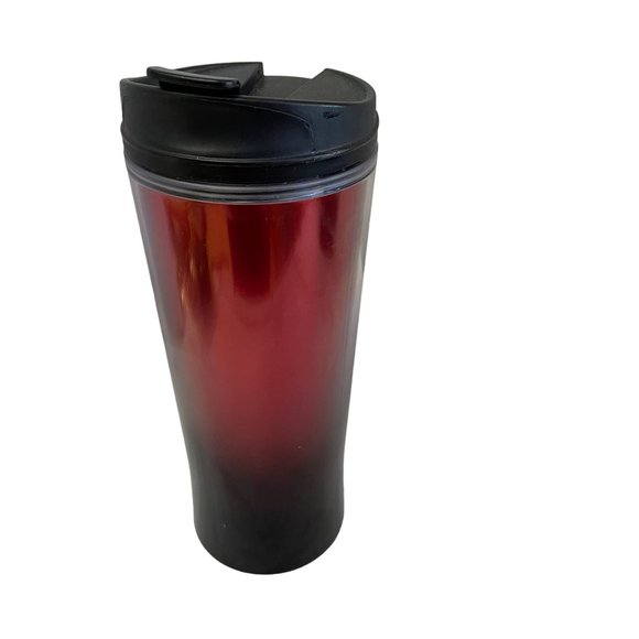 Vintage STARBUCKS OMBRE TUMBLER Mugs Cups Red Black Ombre 2009 Travel 12oz 8" - Picture 2 of 7